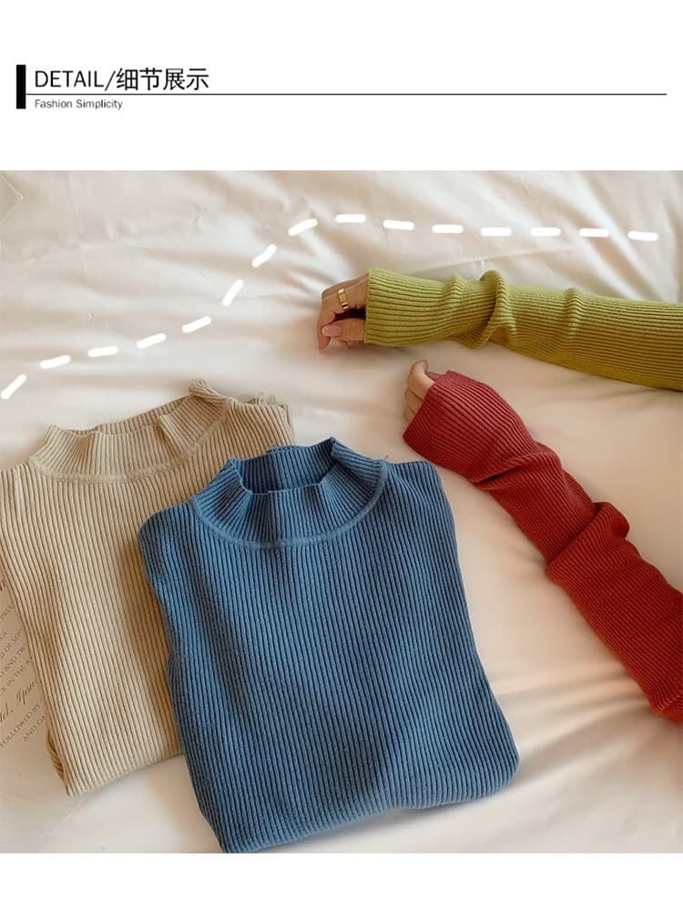 Elegant Women’s Half Turtleneck Sweater – Korean Fashion 2025 thumbnail 2