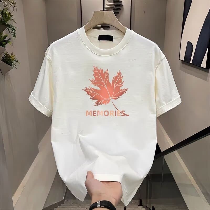 Korean Style Men's Short Sleeve T-Shirt – Slim Fit Crew Neck Printed Breathable Soft Fabric Sports Tee - Image 1