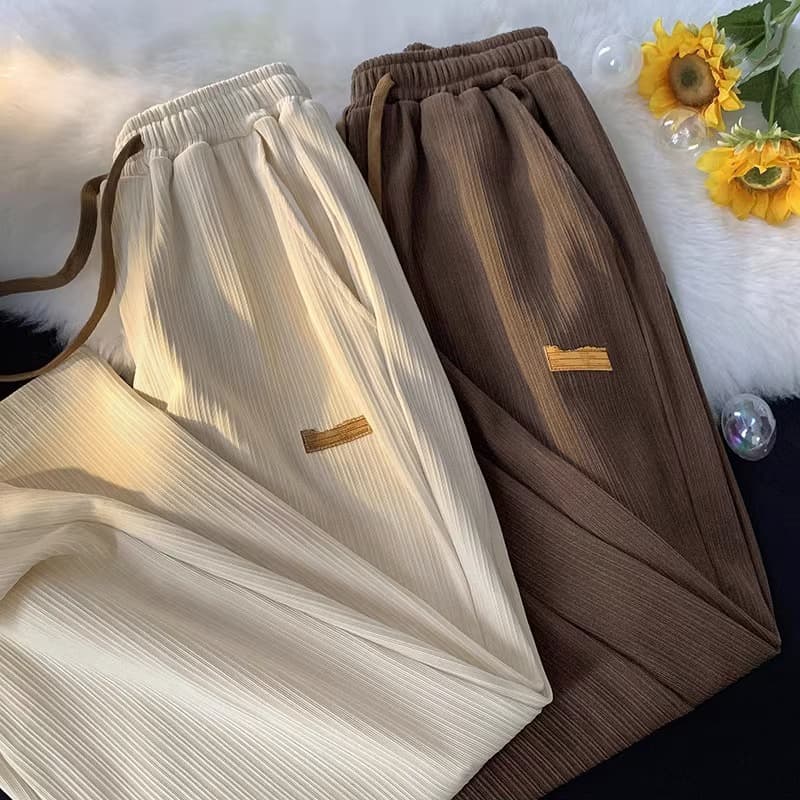 Summer Ice Silk Wide-Leg Pants for Couples – Lightweight Loose Casual Straight Trousers for Men and Women with Premium Design - Image 1