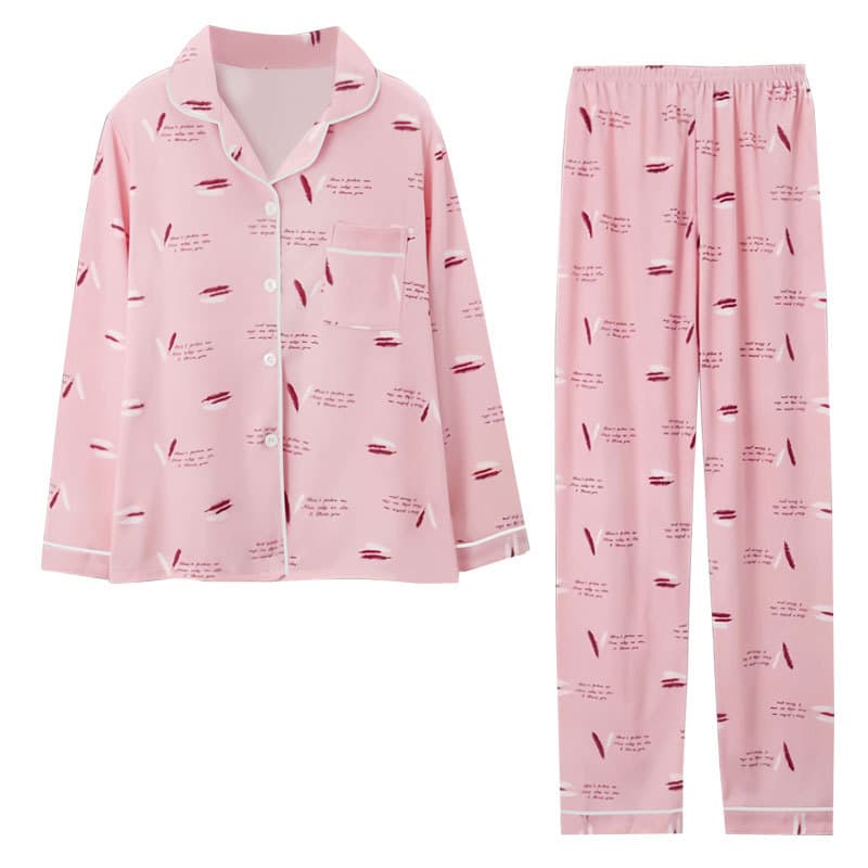 Women’s Long Sleeve Cardigan Pajama Set – Casual INS Style Spring & Autumn Homewear Lounge Set for Women thumbnail 3