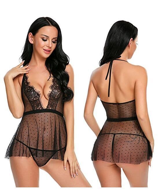 Sexy Lace Women’s Nightdress with Spaghetti Straps and Backless Design – Summer Homewear (European & American Wholesale thumbnail 2