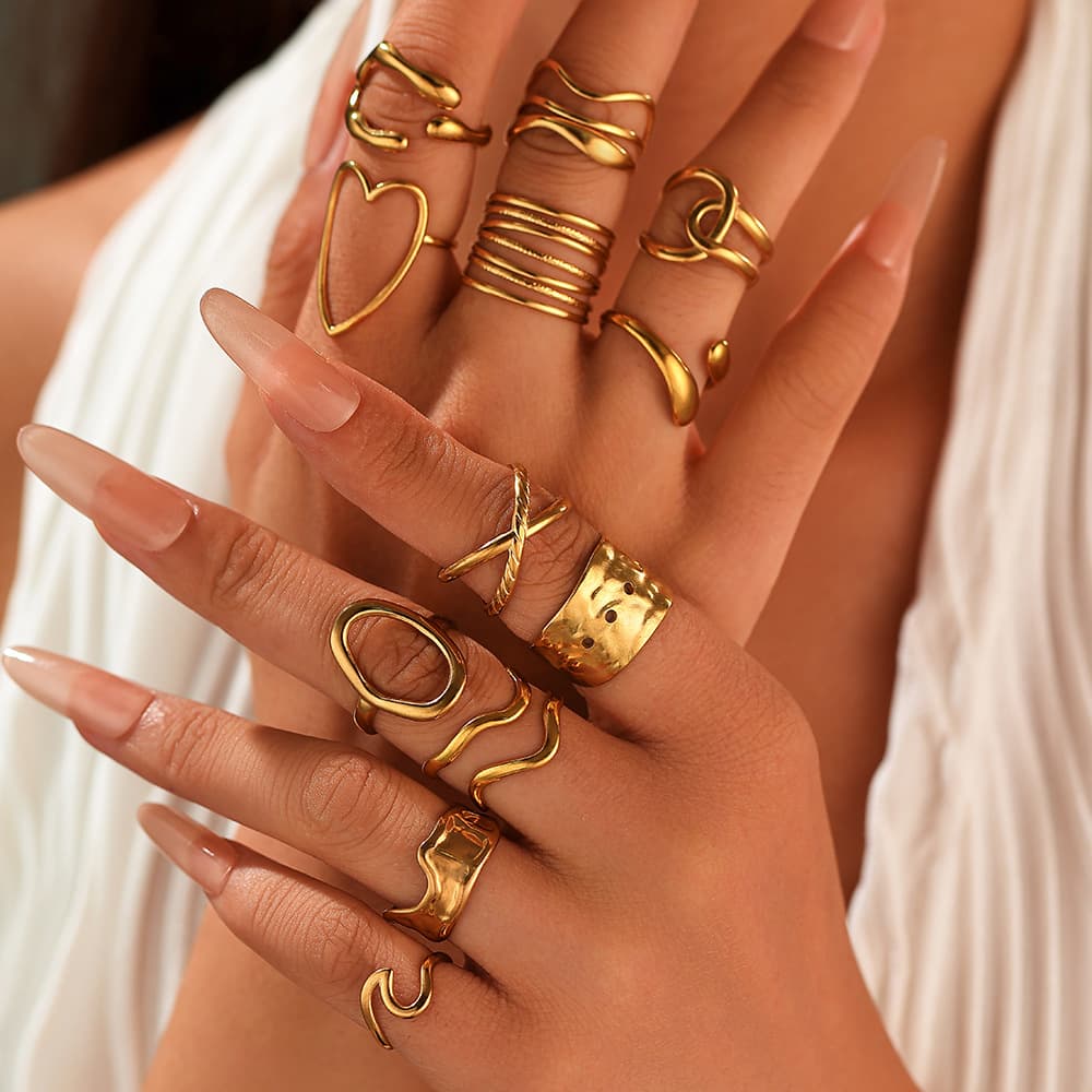 Trendy Exaggerated Stainless Steel Women's Ring 18K Gold Plated – Minimalist Luxury Instagram Style Statement Ring - Image 1