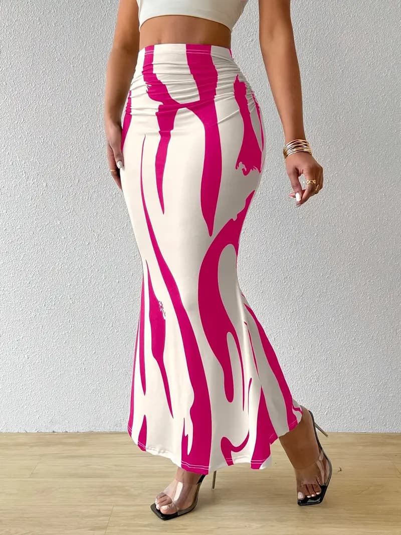 Women's Zebra Print High-Waisted Mermaid Skirt, Slim Fit European & American Fashion Style thumbnail 2