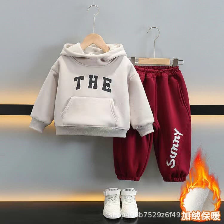 Boys Fleece-Lined Winter Set – Warm 2-Piece Kids Outfit (Hoodie & Pants), Stylish and Trendy Design for Autumn/Winter 2025 thumbnail 3