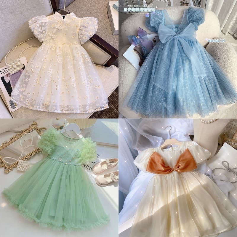 Girls' Dress 2025 New Summer Fashion Little Girls' Tulle Princess Dress Floral Kids Dress Wholesale thumbnail 3