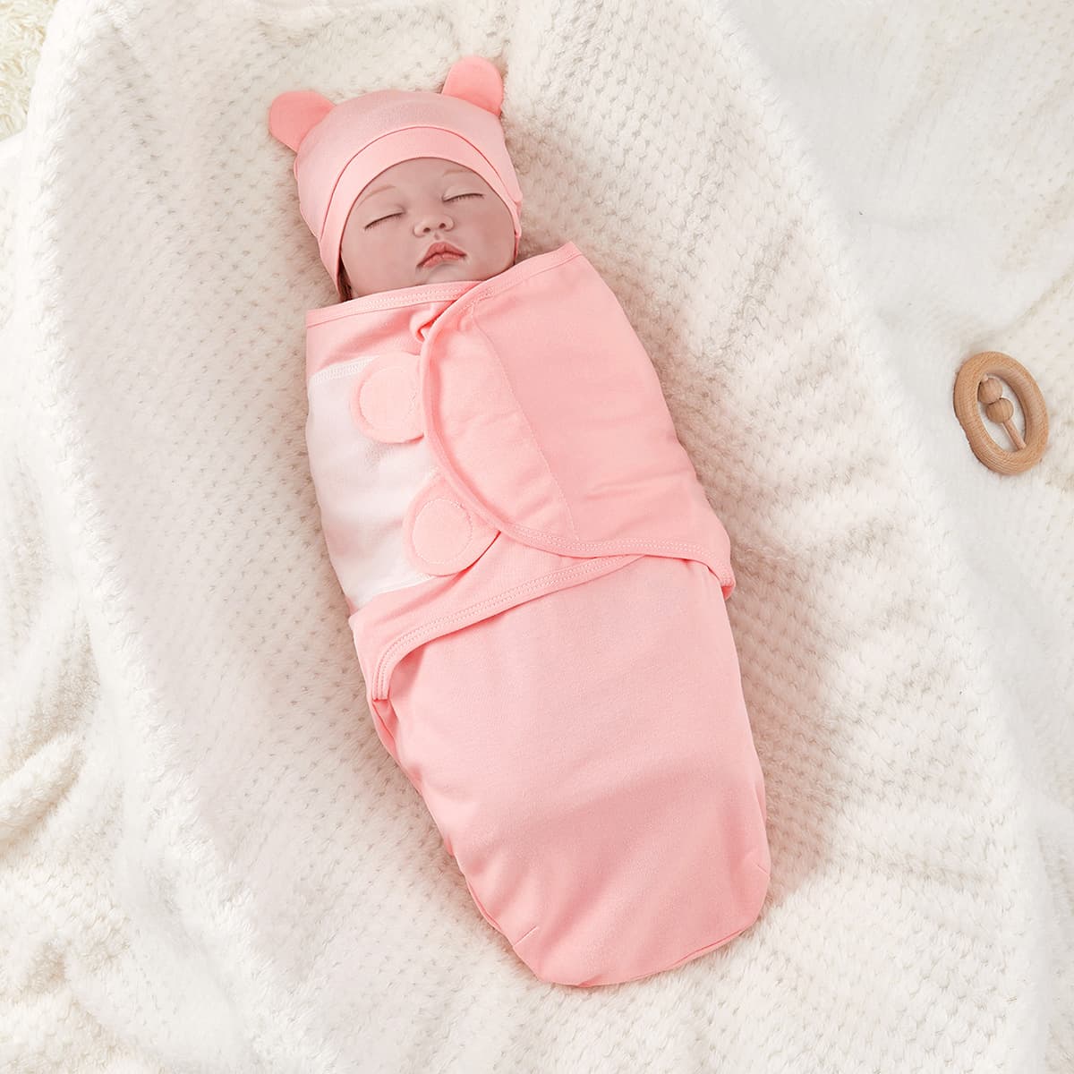 Newborn Anti-Startle Swaddle Blanket, Cotton Printed Baby Wrap, 2-Piece Set Spring Summer, Infant Anti-Kick Swaddling Blanket thumbnail 3