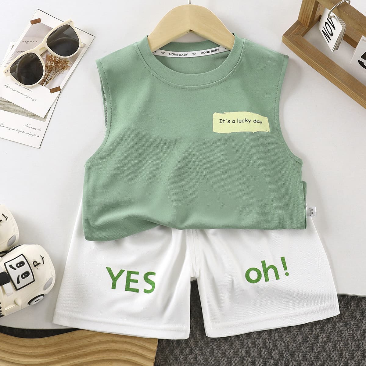 New Summer Kids Cotton Vest Set, Sleeveless 2-Piece Outfit, Korean Style Sportswear for Boys and Girls – Wholesale - Image 1