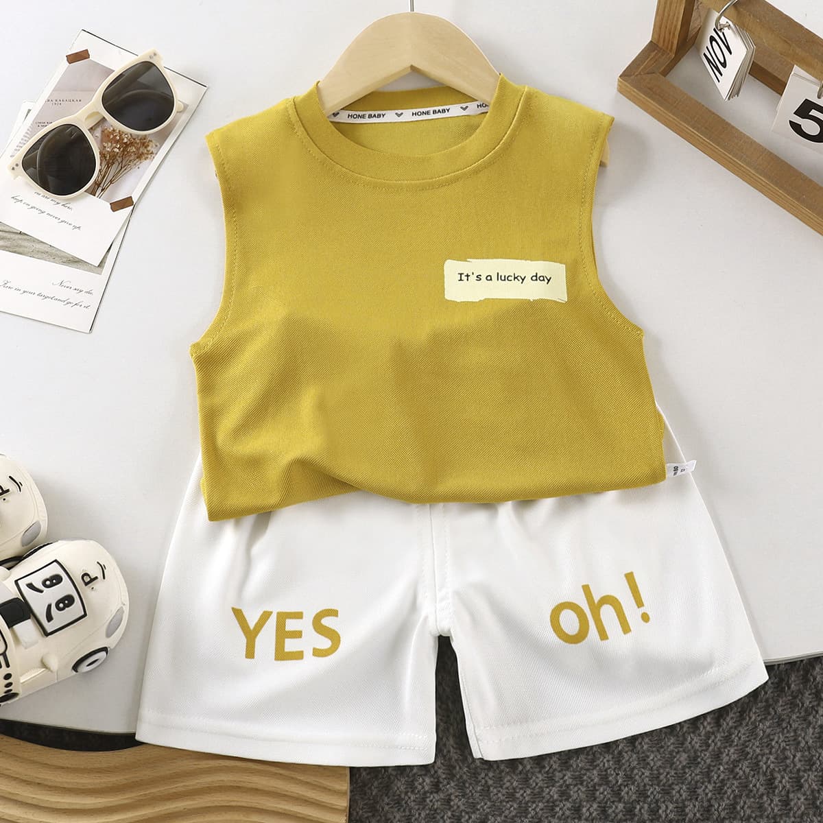 New Summer Kids Cotton Vest Set, Sleeveless 2-Piece Outfit, Korean Style Sportswear for Boys and Girls – Wholesale thumbnail 2