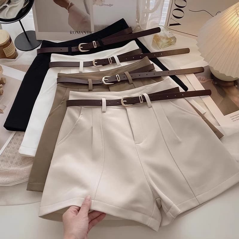 Women's High-Waisted White Shorts Spring Summer 2025, Wide-Leg Tailored Style, Loose Fit, Fashionable Casual Shorts for Everyday Wear - Image 1