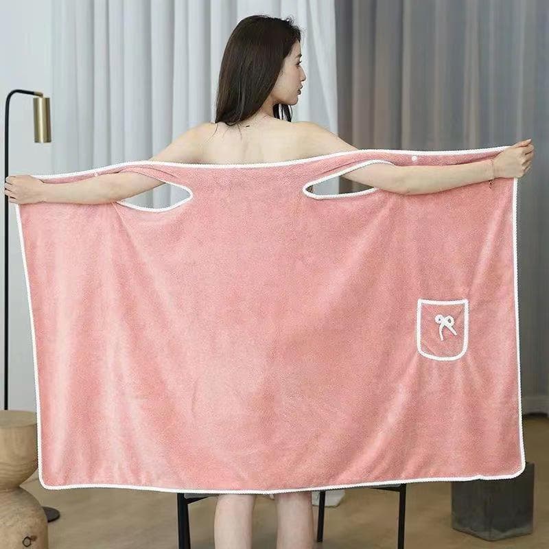  Wholesale Wearable Bath Towel Dress with Straps, Soft Coral Fleece Bath Skirt, Thick, Highly Absorbent and Quick-Dry, Ideal for Adult Home Use - Image 1