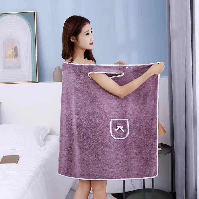  Wholesale Wearable Bath Towel Dress with Straps, Soft Coral Fleece Bath Skirt, Thick, Highly Absorbent and Quick-Dry, Ideal for Adult Home Use thumbnail 3