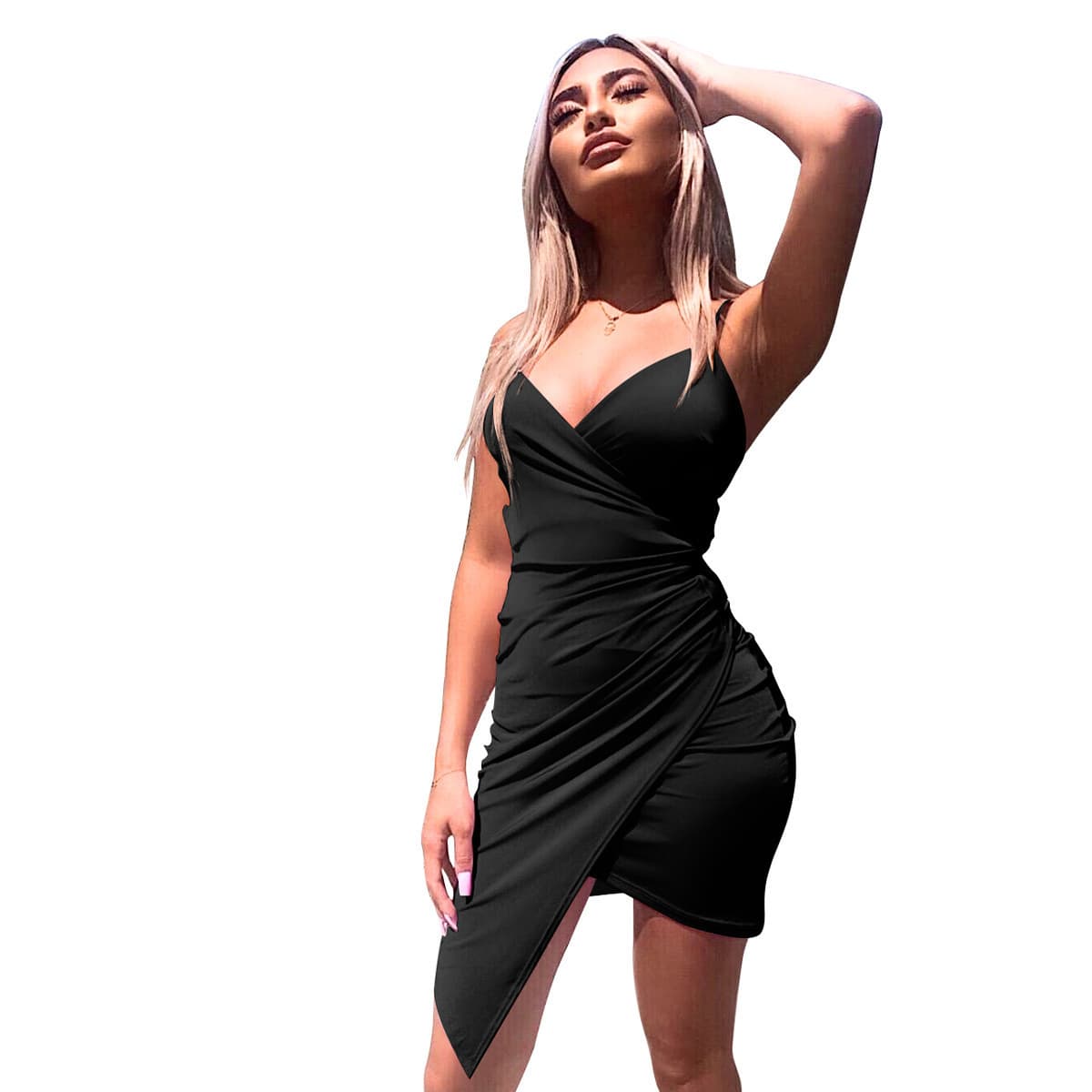 Women’s Elegant Irregular Dress, V-Neck Bodycon Slim Fit Party Dress, European & American Style - Image 1