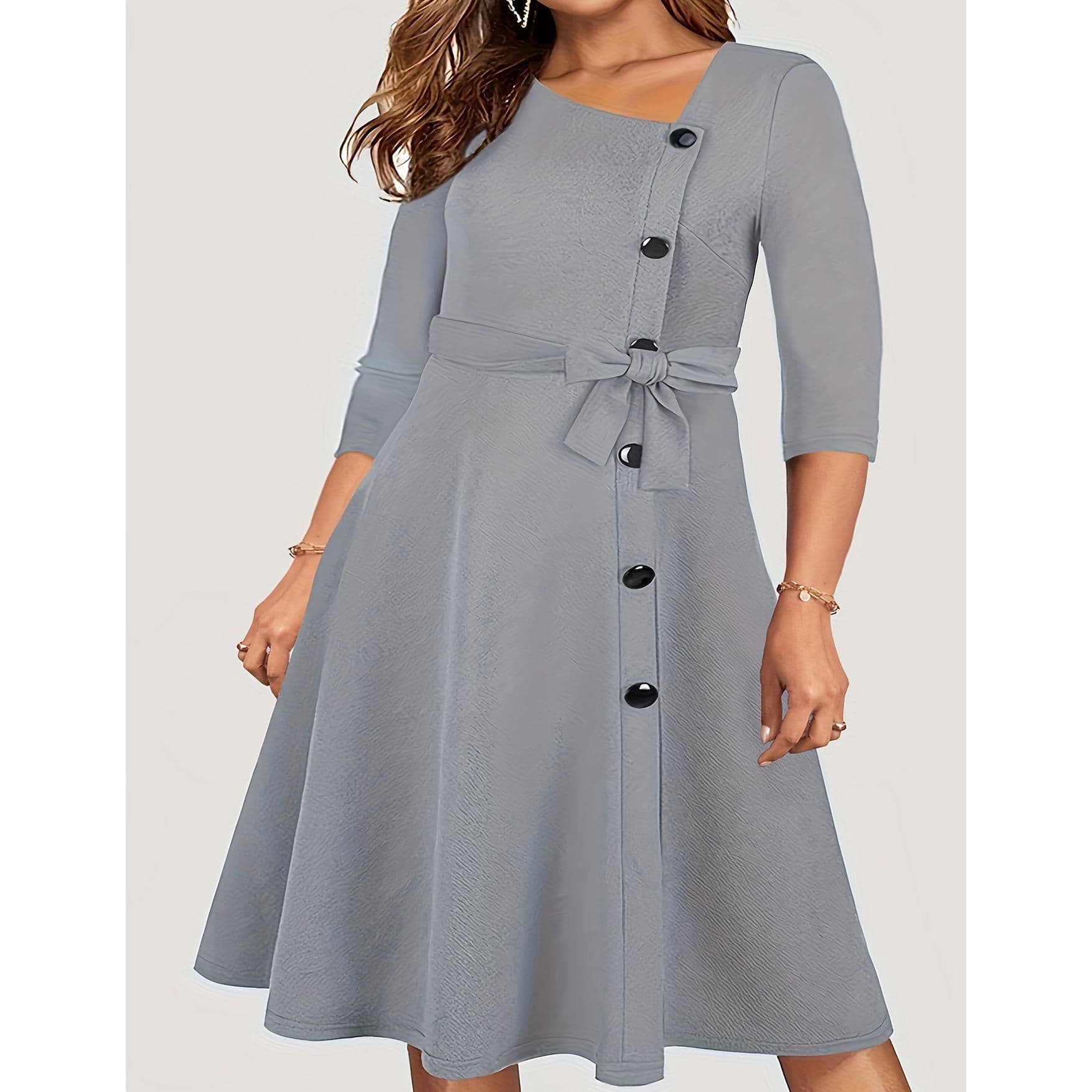 Women's Elegant Vintage Over-the-Knee Maxi Dress, Chic Unique Style, Plus Size, Versatile Fashion Clearance Sale - Image 1