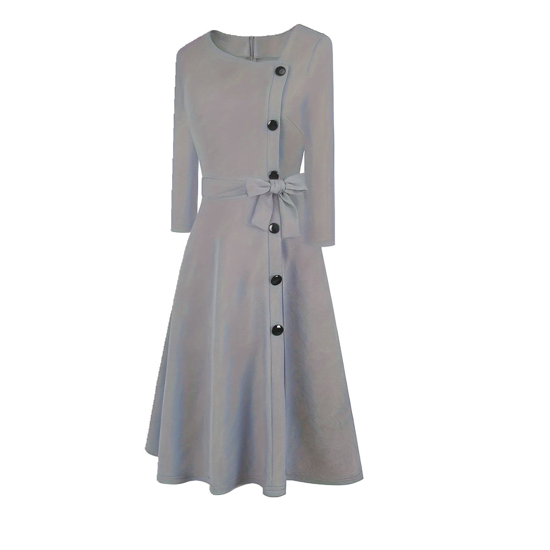 Women's Elegant Vintage Over-the-Knee Maxi Dress, Chic Unique Style, Plus Size, Versatile Fashion Clearance Sale thumbnail 2