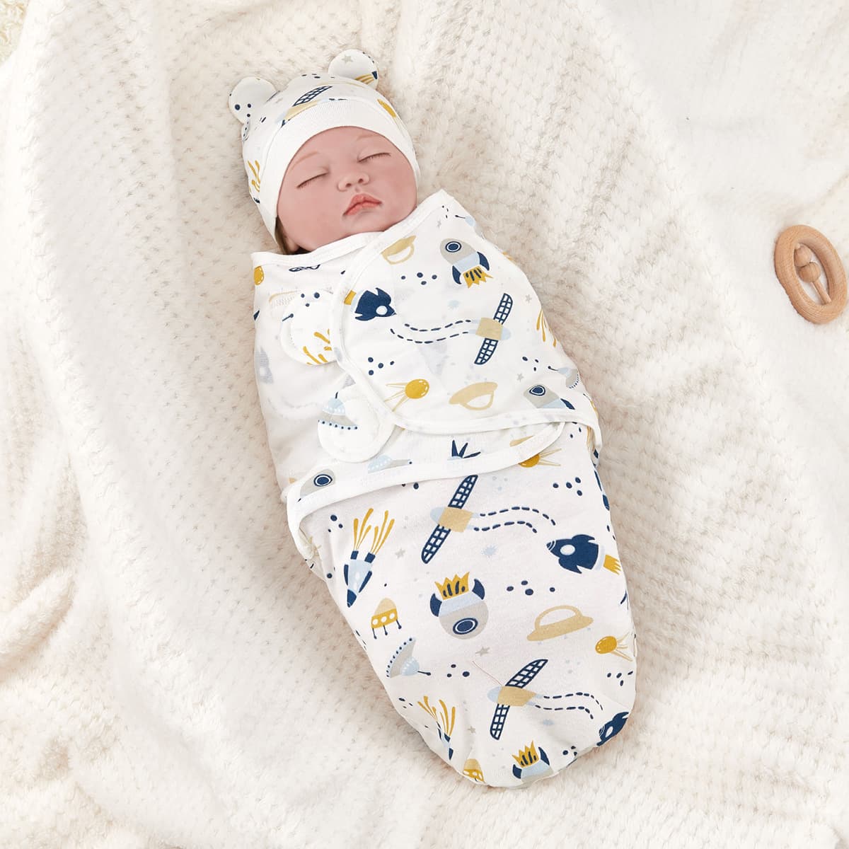Newborn Anti-Startle Swaddle Blanket, Cotton Printed Baby Wrap, 2-Piece Set Spring Summer, Infant Anti-Kick Swaddling Blanket - Image 1